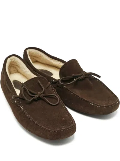 Pre-owned Tod's Suede Bow Boat Shoes In Brown