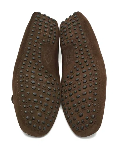 Pre-owned Tod's Suede Bow Boat Shoes In Brown