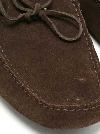 Pre-owned Tod's Suede Bow Boat Shoes In Brown