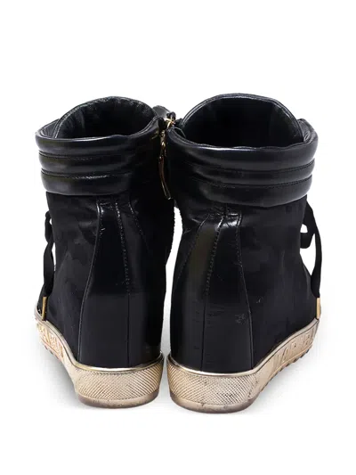 Pre-owned Loriblu Leather Wedge Sneakers In Black