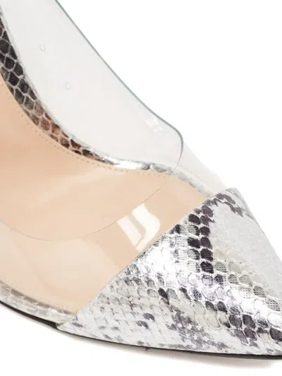 Pre-owned Gianvito Rossi 110mm Plexi Snakeskin Pumps In Gray