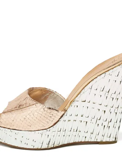 Pre-owned Giuseppe Zanotti Vintage 135mm Leather Wedge Sandals In Gold