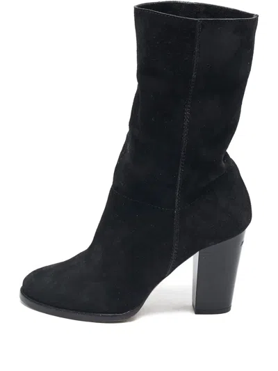 Pre-owned Jimmy Choo Suede Block-heel Boots In Black