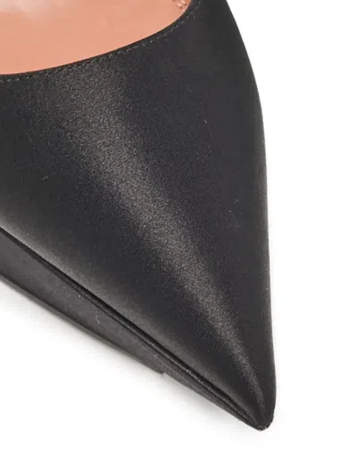 Pre-owned Amina Muaddi 160mm Satin Platform Pumps In Black
