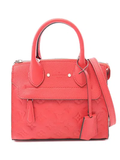 Pre-owned Louis Vuitton 2016 Monogram Empreinte Mini Pont Neuf Satchel In Red