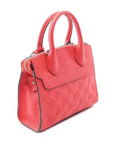Pre-owned Louis Vuitton 2016 Monogram Empreinte Mini Pont Neuf Satchel In Red