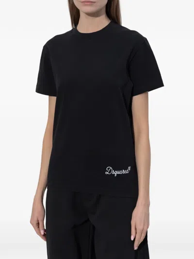 Dsquared2 Logo-embroidered T-shirt In Blue