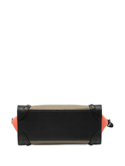 Pre-owned Celine 2010-2025 Nano Tricolor Nubuck And Drummed Calfskin Luggage Tote Satchel In Brown