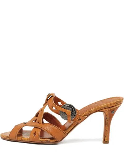 Pre-owned Dior Cut-out Heeled Sandals In Brown