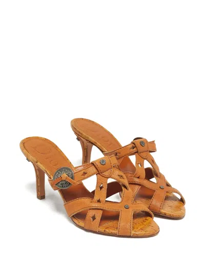 Pre-owned Dior Cut-out Heeled Sandals In Brown