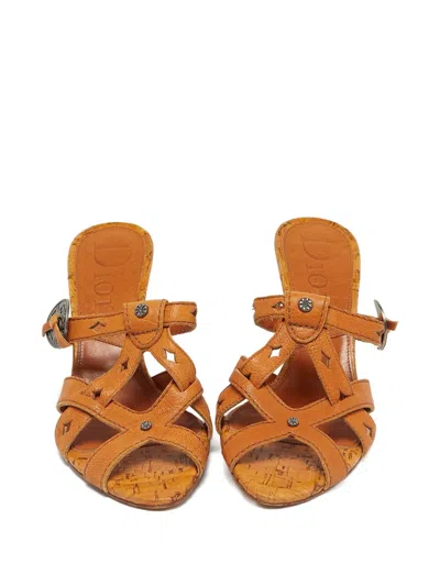 Pre-owned Dior Cut-out Heeled Sandals In Brown