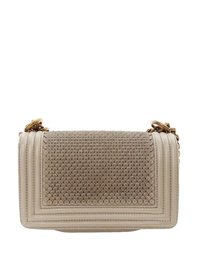 Pre-owned Chanel 2014-2015 Small Scaled Lambskin Boy Flap Handbag In Gold