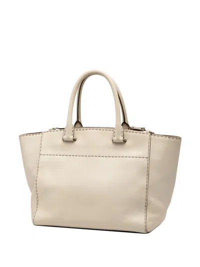 Pre-owned Prada 2010-2025 City Calf Stitched Twin Pocket Satchel In Brown