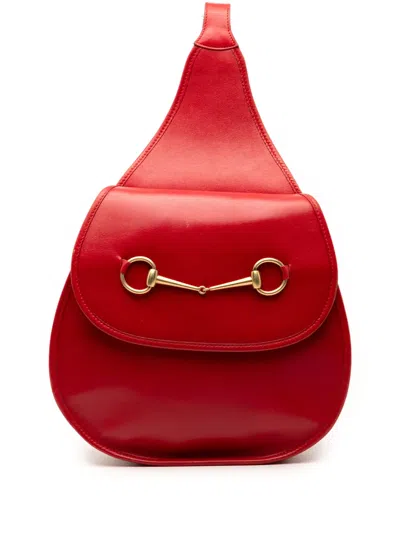 Pre-owned Gucci 2000-2015 Leather Horsebit Backpack In Red