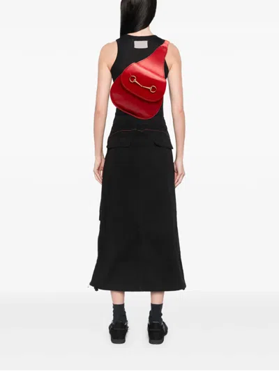 Pre-owned Gucci 2000-2015 Leather Horsebit Backpack In Red