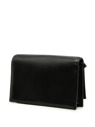 Pre-owned Saint Laurent 2013-2025 Leather Beaded Hardware Monogram Kate Tassel Wallet On Chain Crossbody Bag In Black