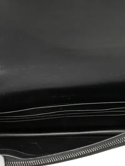 Pre-owned Saint Laurent 2013-2025 Leather Beaded Hardware Monogram Kate Tassel Wallet On Chain Crossbody Bag In Black