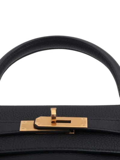 Pre-owned Hermes 2022 Togo Kelly Ii Retourne 28 Satchel In Black