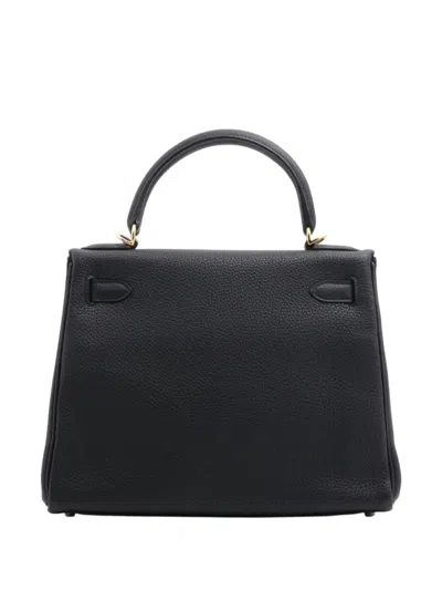 Pre-owned Hermes 2022 Togo Kelly Ii Retourne 28 Satchel In Black