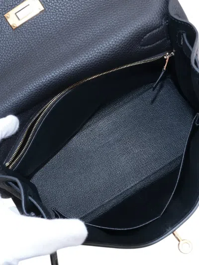 Pre-owned Hermes 2022 Togo Kelly Ii Retourne 28 Satchel In Black