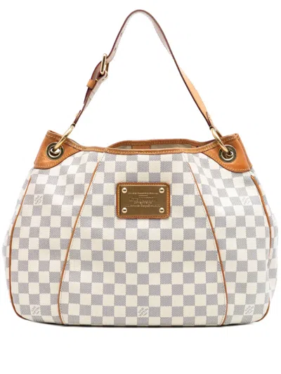 Pre-owned Louis Vuitton 2008 Damier Azur Galliera Pm Shoulder Bag In White