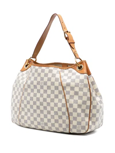 Pre-owned Louis Vuitton 2008 Damier Azur Galliera Pm Shoulder Bag In White