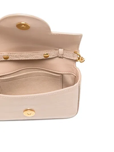 Pre-owned Balmain B-buzz 17 Croc-embossed Leather Mini Bag In Neutral