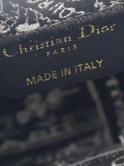 Pre-owned Dior 2022 Mini Plan De Paris Logo Embroidered Canvas Vertical Book Tote Satchel In Black