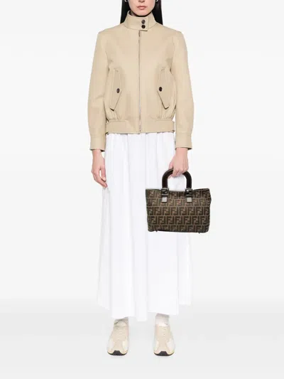 Pre-owned Fendi 20th Century Small Zucca Canvas Twins Tote Bag In Brown