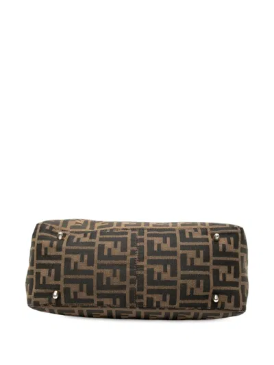Pre-owned Fendi 20th Century Small Zucca Canvas Twins Tote Bag In Brown