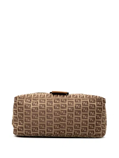 Pre-owned Fendi 2000-2010 Zucchino Canvas Mamma Forever Shoulder Bag In Brown