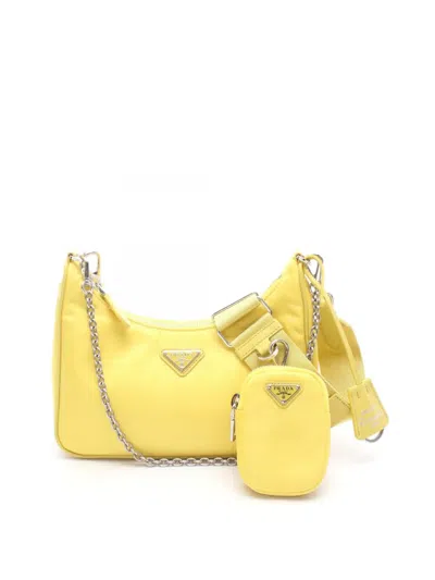 Pre-owned Prada 2013-2025 Tessuto Re-edition 2005 Satchel In Yellow