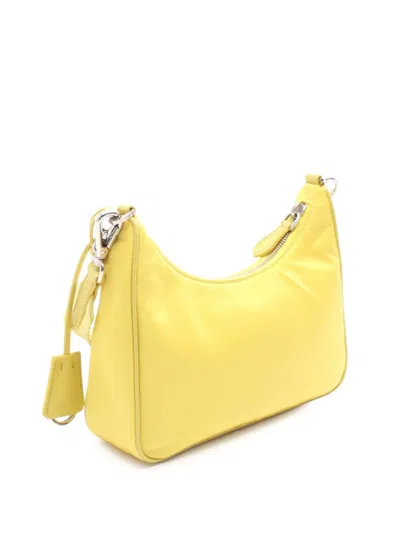 Pre-owned Prada 2013-2025 Tessuto Re-edition 2005 Satchel In Yellow