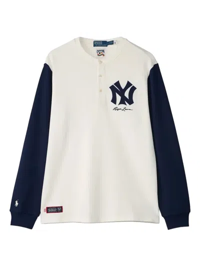 Polo Ralph Lauren Colour-block Buttoned T-shirt In White