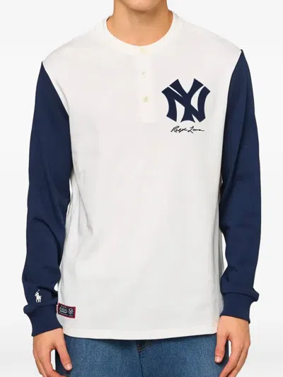 Polo Ralph Lauren Colour-block Buttoned T-shirt In White