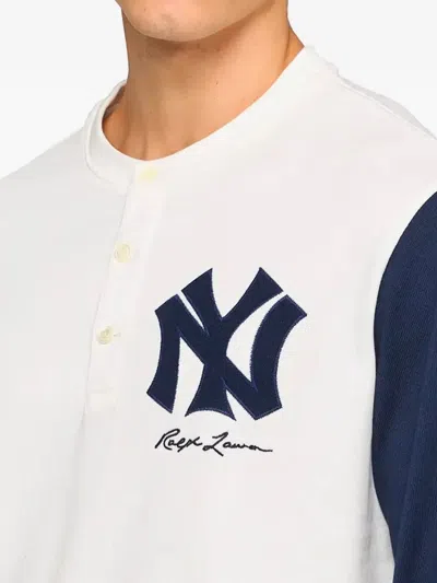 Polo Ralph Lauren Colour-block Buttoned T-shirt In White