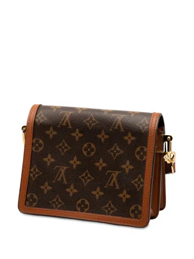 Pre-owned Louis Vuitton 2020 Monogram Reverse Mini Dauphine Satchel In Brown