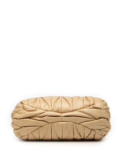 Pre-owned Miu Miu 2010 Matelasse Lambskin Satchel In Brown