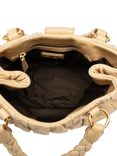 Pre-owned Miu Miu 2010 Matelasse Lambskin Satchel In Brown
