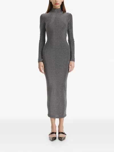 Vestiaire D'un Oiseau Libre High-neck Bodycon Midi Dress In Gray