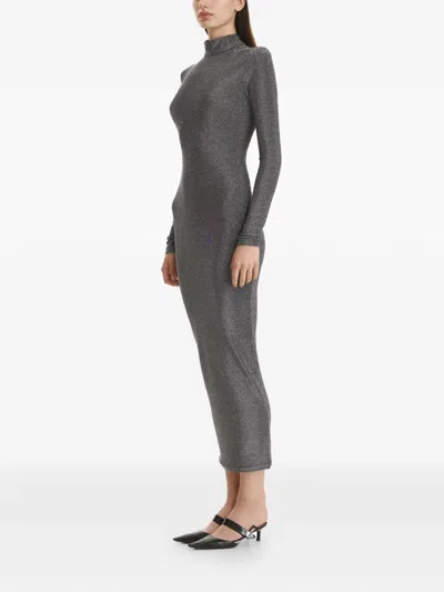 Vestiaire D'un Oiseau Libre High-neck Bodycon Midi Dress In Gray
