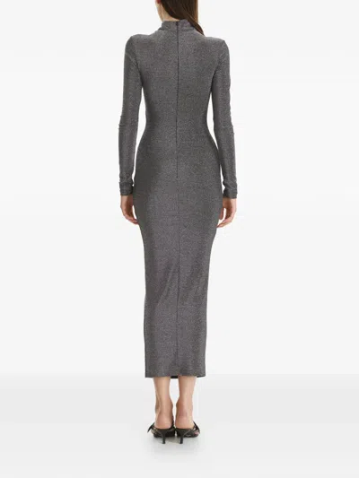 Vestiaire D'un Oiseau Libre High-neck Bodycon Midi Dress In Gray