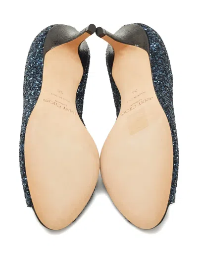 Pre-owned Jimmy Choo Isabel Glitter Peep-toe Sandals In Blue