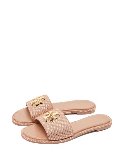 Pre-owned Tory Burch Everly Crystal Sandals In Neutral