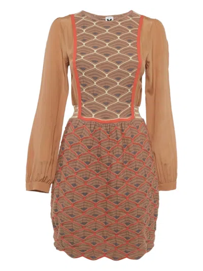Pre-owned Missoni Patterned Mini Dress In Brown