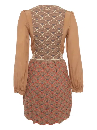 Pre-owned Missoni Patterned Mini Dress In Brown