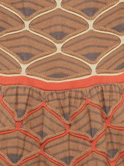 Pre-owned Missoni Patterned Mini Dress In Brown