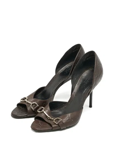 Pre-owned Gucci Horsebit D'orsay Leather Pumps In Brown