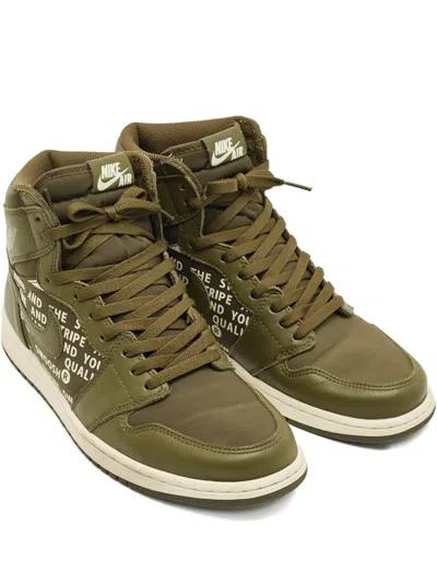 Pre-owned Jordan Retro 1 45.5 Air Leather Sneakers In Green