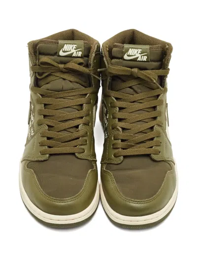 Pre-owned Jordan Retro 1 45.5 Air Leather Sneakers In Green